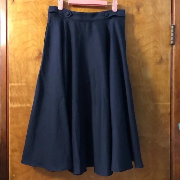 NWT Medium DiDi Navy Blue Retro Rockabilly Vintage Swing Pocket Skirt Modcloth - Picture 4 of 8